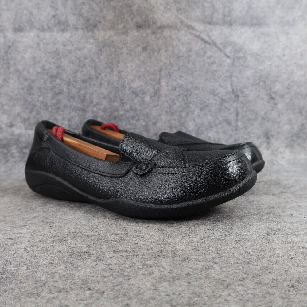 Dr Scholls Shoes Womens 7.5 Loafer Slip On Flats Black Leather Classic Comfort